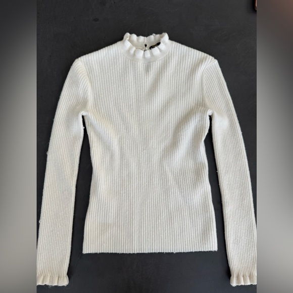 Maje Ruffle Ribbed Sweater size 1 - Picture 3 of 5